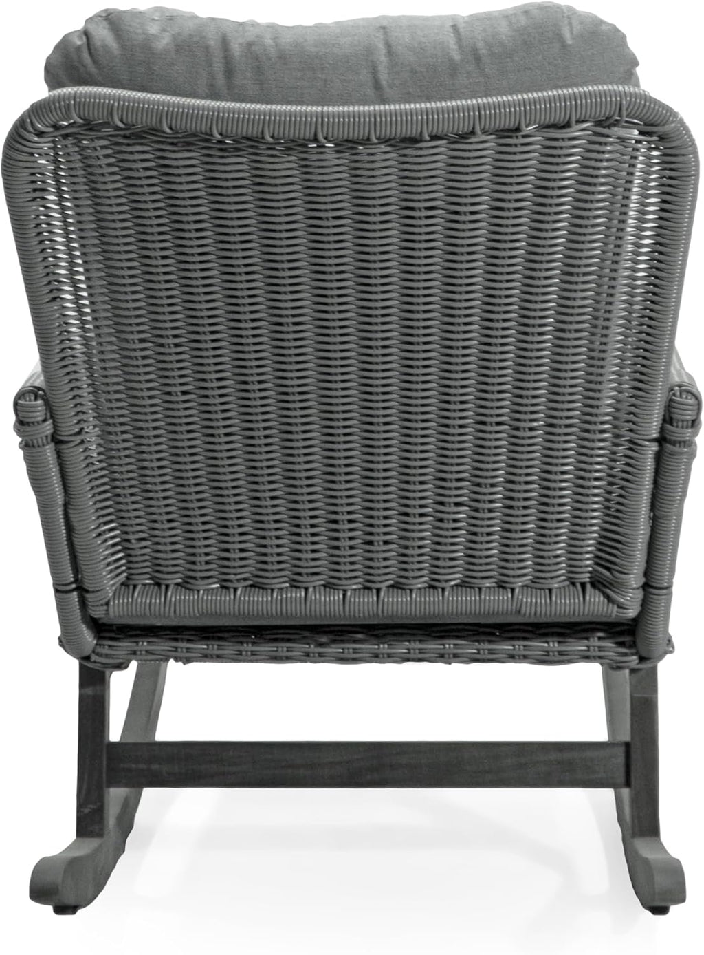 Christopher Knight Home Nadine Patio Rocking Chair, Wicker Rocker, Wood Leg Rocking Chair, PE Rattan Wicker Chair, Rocking Chair with Cushions, Comfort Wicker Rocker for Backyard Balcony Porch, Gray