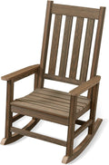 Rocking Chair Outdoor, HDPE Oversized Patio Rocking Chairs, Weather Resistant, 350lbs Heavy Duty Porch Rocker with High Back for Backyard, Fire Pit, Garden and Indoor (Brown)
