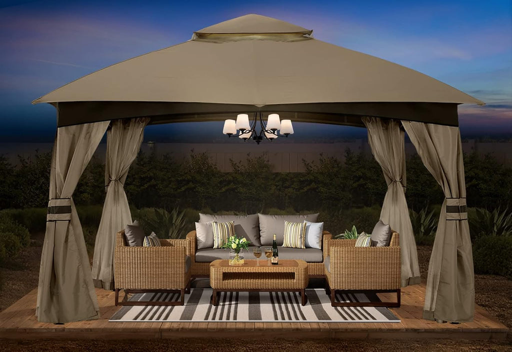 ABCCANOPY 8x8 Outdoor Gazebo - Patio Gazebo with Mosquito Netting, Outdoor Canopies for Shade and Rain for Lawn, Garden, Backyard & Deck (Khaki)