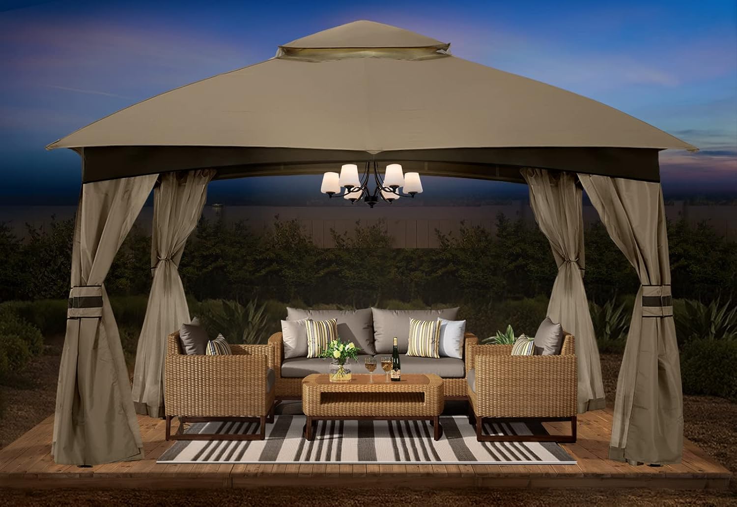ABCCANOPY 8x8 Outdoor Gazebo - Patio Gazebo with Mosquito Netting, Outdoor Canopies for Shade and Rain for Lawn, Garden, Backyard & Deck (Khaki)