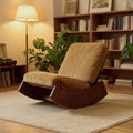 HAZO Nursery Rocking Chair Corduroy Fabric Upholstered Tall Back Glider Rocker Rocking Accent Chair Comfy Single Sofa Side Chair for Living Room Bedroom Hotel, Bedroom, Baby Room (Tan)