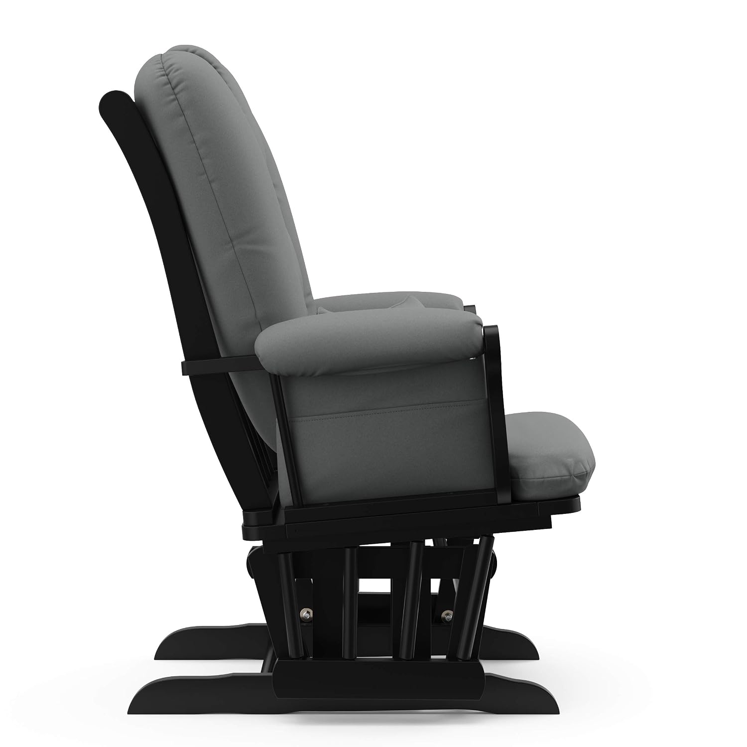 Storkcraft Tuscany Glider with Ottoman (Black/Gray) — GREENGUARD Gold Certified, Bonus Lumbar Cushion Included, Solid Wood Base, Smooth Motion, Award-Winning Nursery Rocking Chair, Glider and Ottoman
