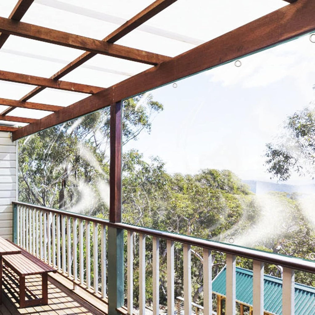 Waterproof Side Panels Clear Tarp Panel with Zipped Door, Weather Resistant Pergola Side Curtains, for Gazebo, Porch, Customizable (Size : 15x8ft/4.5x2.5m)