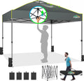 COBIZI Canopy 10x10 Pop Up Canopy Tent 1-Button Push Easy up Outdoor Canopy Instant Portable Commercial Shelter Waterproof UPF50+ Gazebo with Reflective Strip, Air Vent & 4 Sandbags,Grey