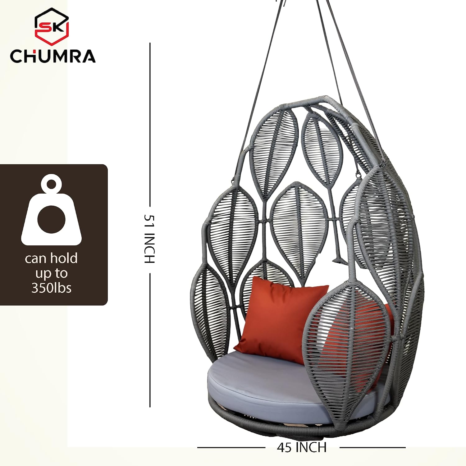 Luxury Hanging Chair – Rope Weaving Swing Chair for Indoor & Outdoor Use, Stylish Ceiling-Mounted Furniture for Home