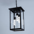 TODOLUZ 5CCT LED Large Outdoor Pendant Light Fixtures, LED Integrated Bulbs Included 3-Light Black Outdoor Hanging Lantern Light, Exterior Pendant Ceiling Lighting for Porch Yard Gazebo