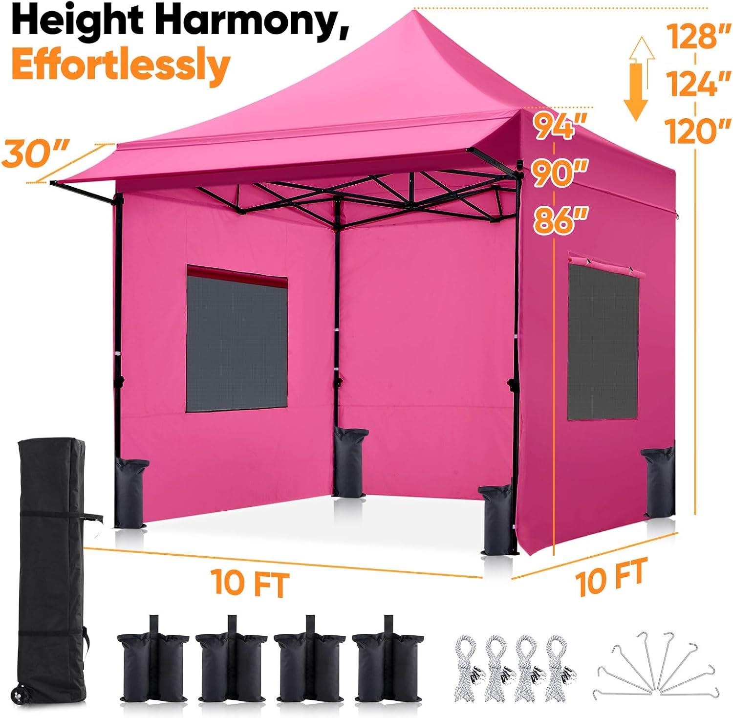 Quictent 10x10 Heavy Duty Pop up Canopy Tent with 3 Removable Sidewalls, Commercial Grade Instant Shelter with Wheeled Bag for Outdoor, Parties, Markets, 600D PU Coated UPF 50+ Sun Shield