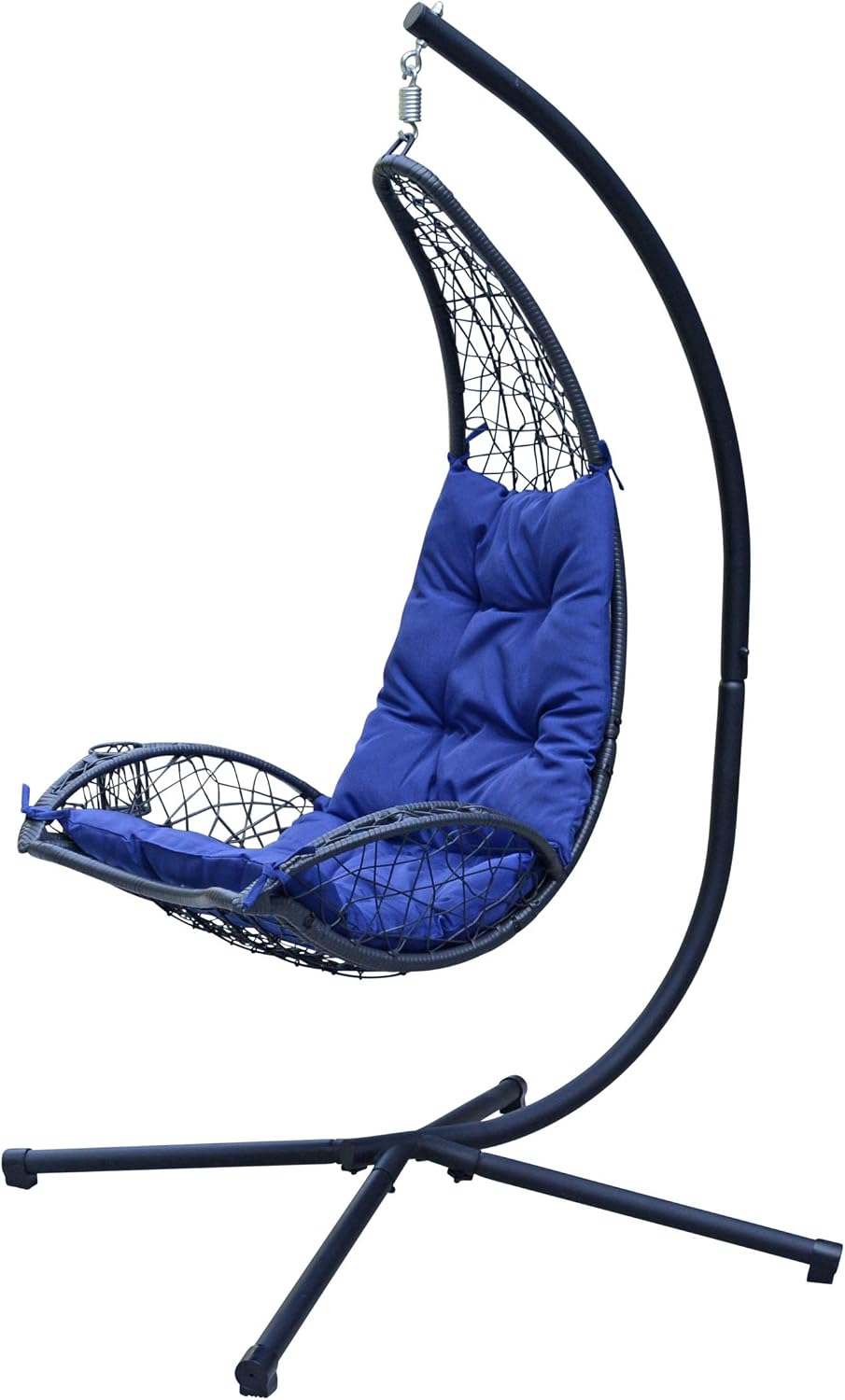 Cushioned Rattan Wicker Hanging Chair with Stand