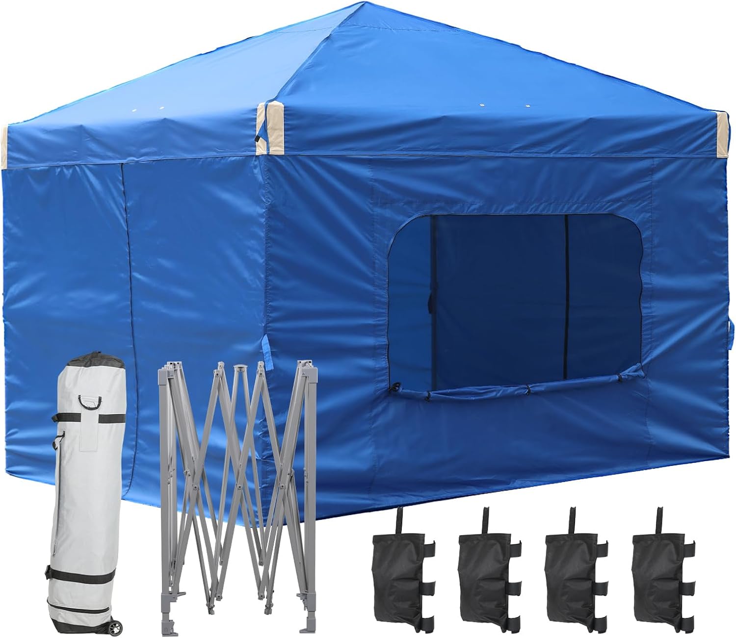 Aoodor 12x12 FT Pop-Up Canopy Tent with Roller Bag and Curtain - Portable Instant Shade, Sturdy Iron Frame, Water-Resistant 210D Oxford Fabric, UV Protection, Ideal for Camping and Outdoor Events