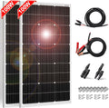 DOKIO 200W Solar Panel Kit (2×100W) Monocrystalline with Aluminum Frame and MC4, Mounting Brackets, Clips & 5m Cable for RV, Boat, Roof, Off-Grid (Controller Required)