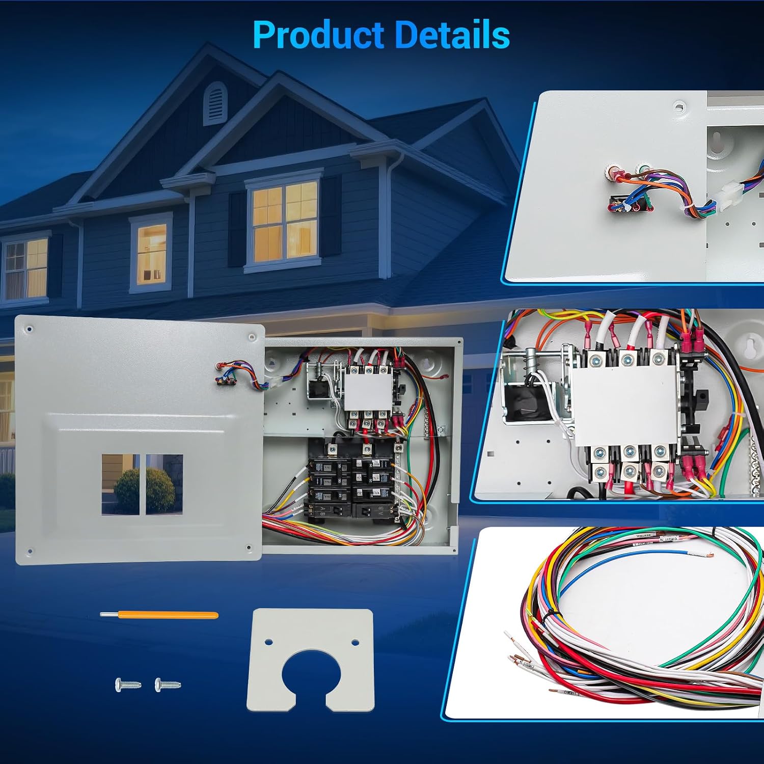 50 Amp Transfer Switch RV Replacement for Generac 9854 Pre-Wired, 10-Circuit 50A Manual Transfer Switch Compatible with Portable Generators