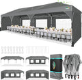 COBIZI 10x30 Pop Up Canopy Tent for Parties with 5 Sidewalls| Push Center Lock & Air Vent| Waterproof & UPF50+ |Gazebo Outdoor Tent for Party,Wedding,BBQ with 4 Sandbags, 8 Stakes & 16 Ropes,Grey