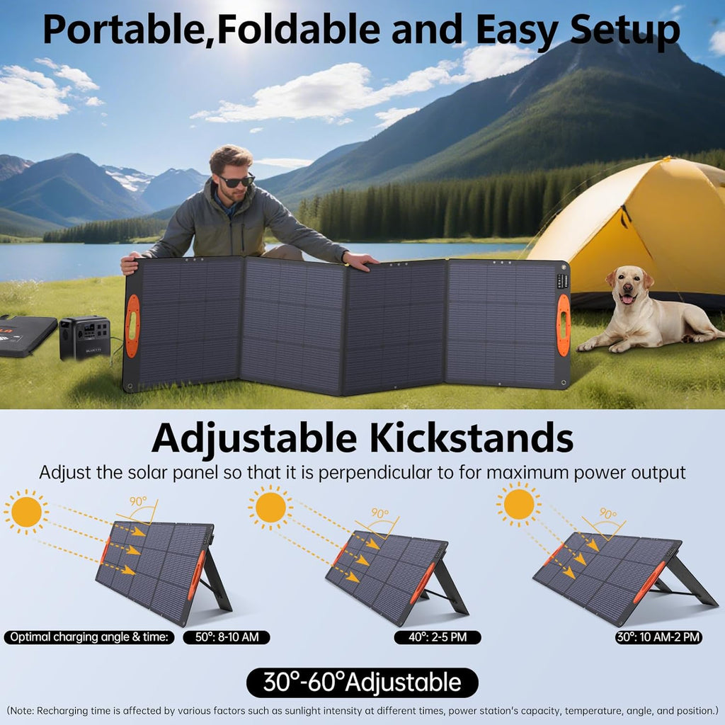 SOKIOVOLA N-Type 16BB 220W Portable Solar Panel for EF/Jackery/Bluetti/Anker Power Station, IP68 Waterproof Foldable Solar Panel ETFE 25% High Efficiency for Outdoor Camping RV Trip