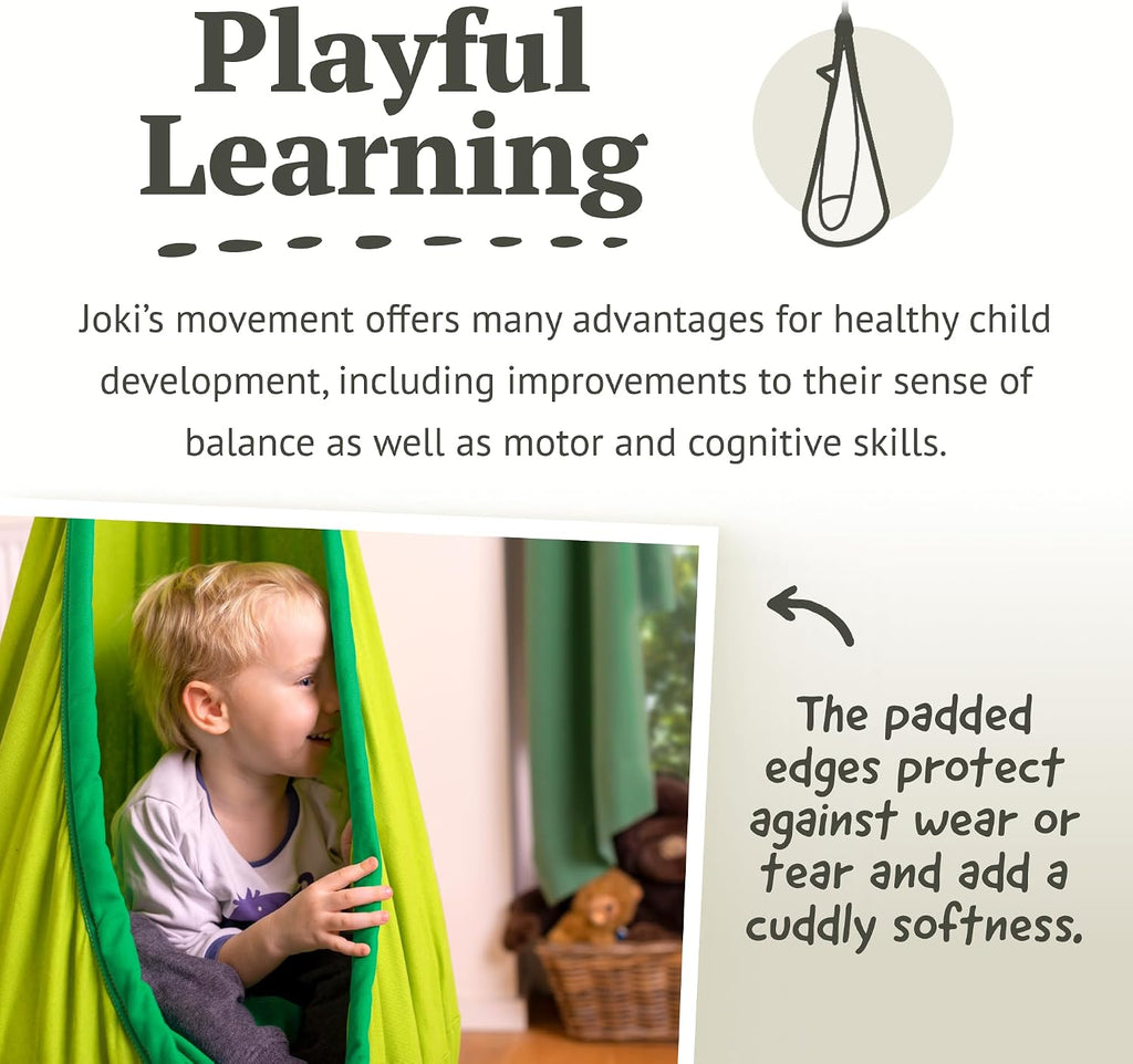 La Siesta® Joki Air Hanging Nest Sensory Swing for Kids - Weather-Resistant Outdoor Indoor Swing for Kids, Hammock Chair Pod Swing Ages 3-12 - Froggy
