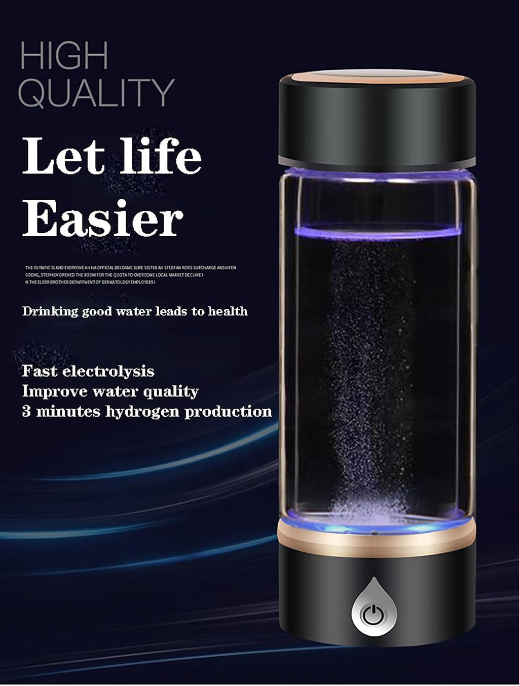Hydrogen-Rich Generator, 3 Mins Portable USB Rechargeable Ionized Water Generator, Ozone and Chlorine Release, for Health Preserving(Color:Silver)