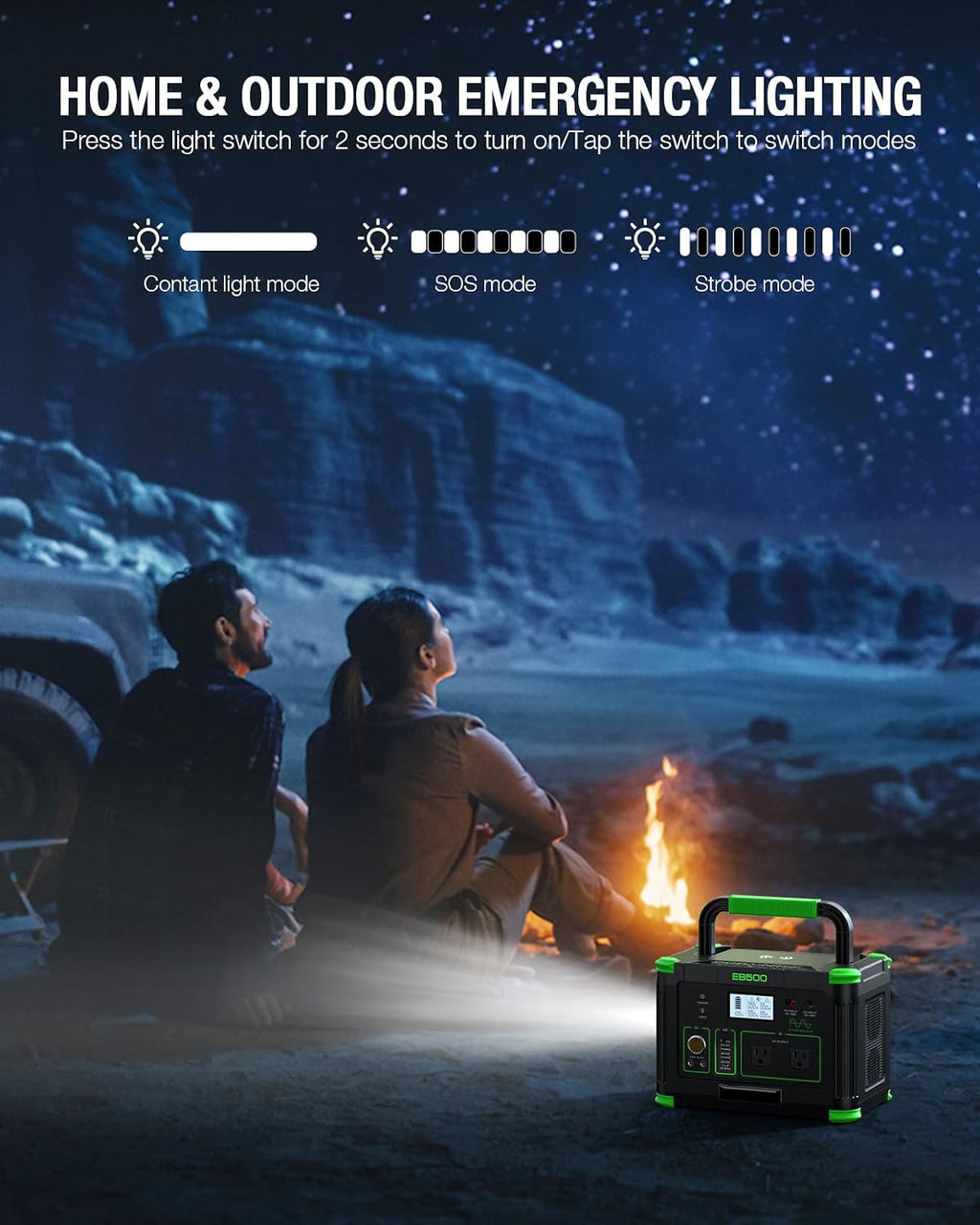Portable Power Station 500W, 519Wh/140400mAh Solar Generator Backup Lithium Battery Pack Power Supply with 2 AC Outlets, PD 60W USB-C Power bank for Outdoor RV Camping Home Outage Emergency
