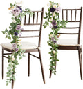 Ling's moment 10pcs Wedding Chair Decorations Aisle Floral Swag Artificial Pew Flowers Hanging Garland Lilac Purple Gold for Ceremony Reception Church Rose Floral Faux Arrangement Party Outdoor Decor