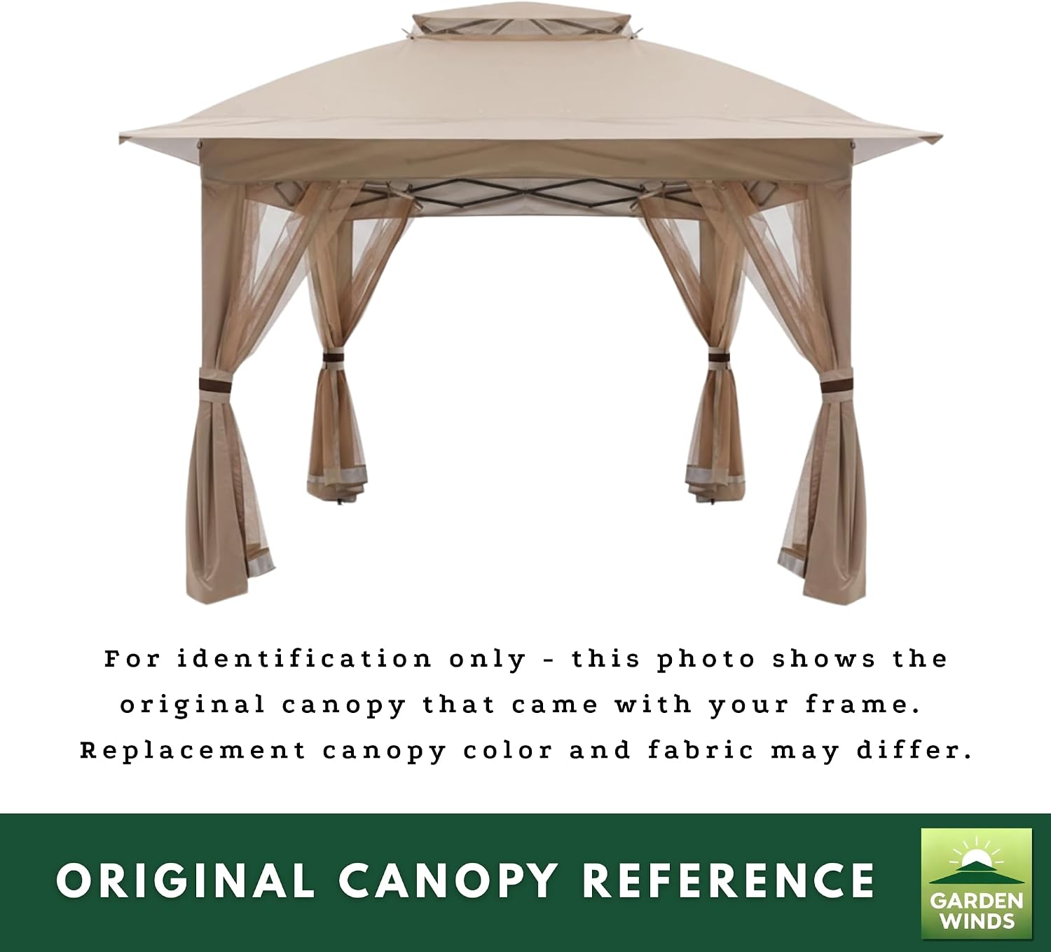 Garden Winds Reinforced Replacement Canopy Top Cover Compatible with The ABCCANOPY, MasterCanopy, and Cooshade 13' x 13' Portable Pop Up Gazebo - Classic Sand, Riplock 350