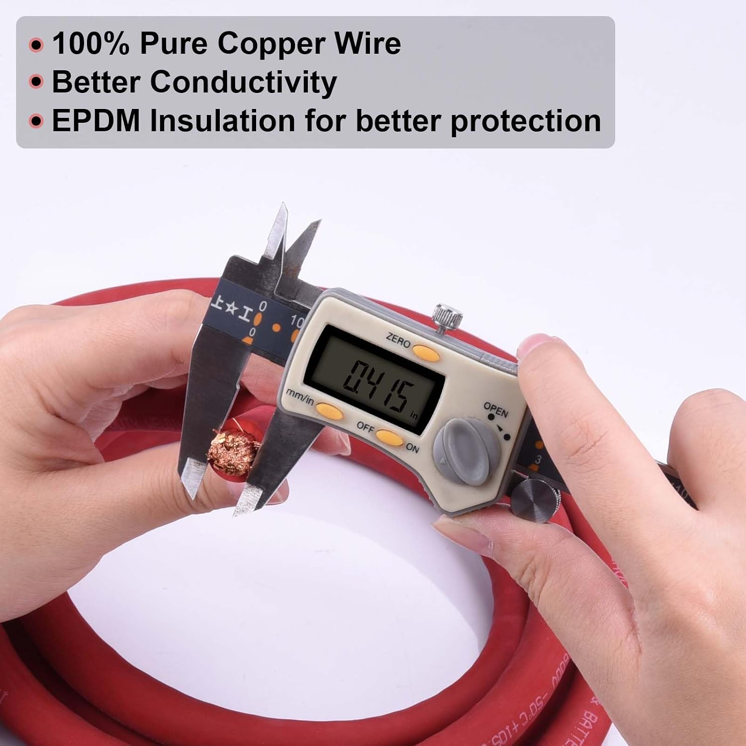 1/0 Gauge Battery Cable, 30FT Red 1/0 AWG Pure Copper Wire Welding Cable, for Automotive, Battery, Solar and Generator, Standard USA OFC Wire