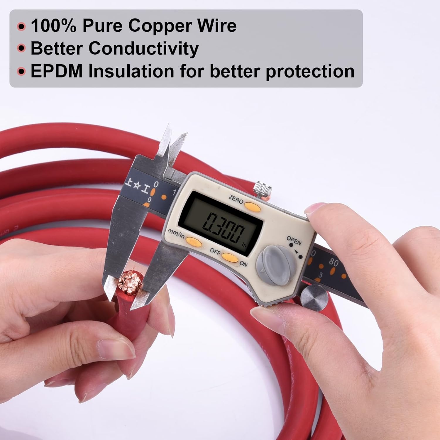 2 Gauge Battery Cable, 20FT Red + 20FT Black 2 AWG Pure Copper Wire Welding Cable, for Automotive, Battery, Solar and Generator, Standard USA OFC Wire