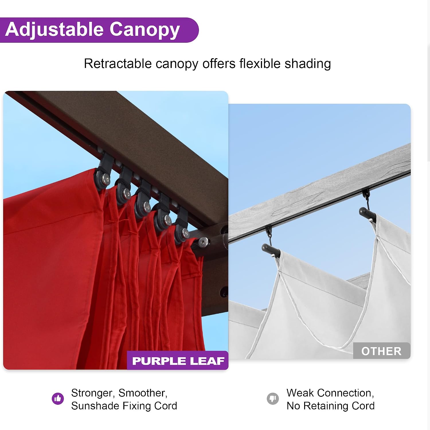 PURPLE LEAF Pergola 10' X 12' Outdoor Retractable Metal Pergola with Canopy for Patio Garden Yard Pavilion Grill for Beach Deck Gazebo, Terra
