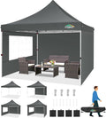 COBIZI Canopy 10x10 Pop Up Canopy Tent with 3 Sidewalls, Commercial Party Tent Ez Waterproof Outdoor Instant Gazebo UV 50+ Event Shelter, Garden Tents for Parties Camping with Sandbags, Grey