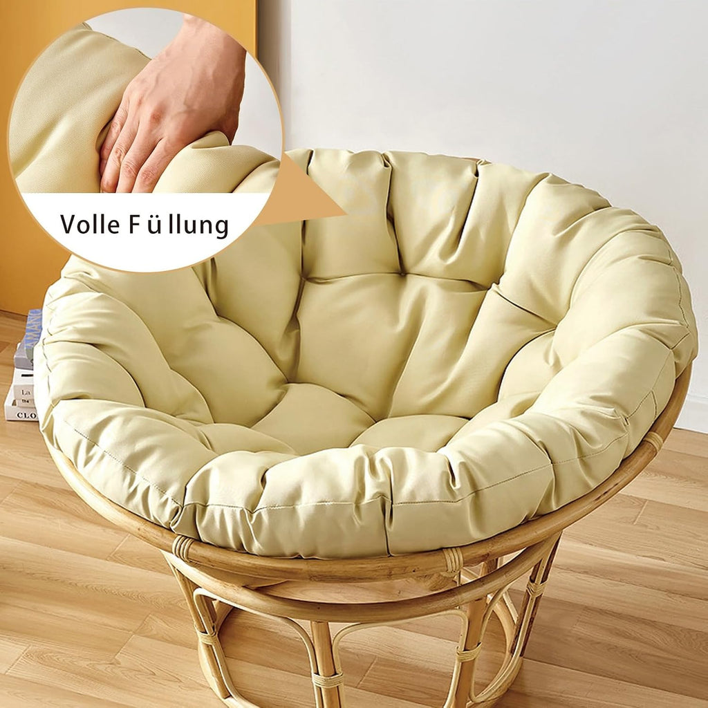 Indoor Outdoor Waterproof Papasan Chair Cushion Egg Chair Cushion Hanging Chair Cushion Patio Chair Mat for Rocking Chair Seats(Cream Color,150 * 110cm)