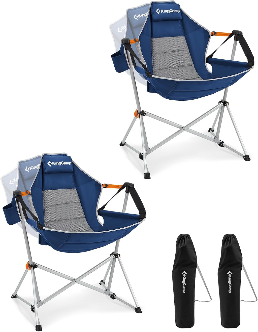 KingCamp Hammock Camping Chair, Swinging Portable Camp Chairs for Adults, 400lbs Heavy Duty Oversized Folding Rocking Chair with Adjustable Recline, Aluminum Alloy Frame for Outdoor Patio Beach Sport