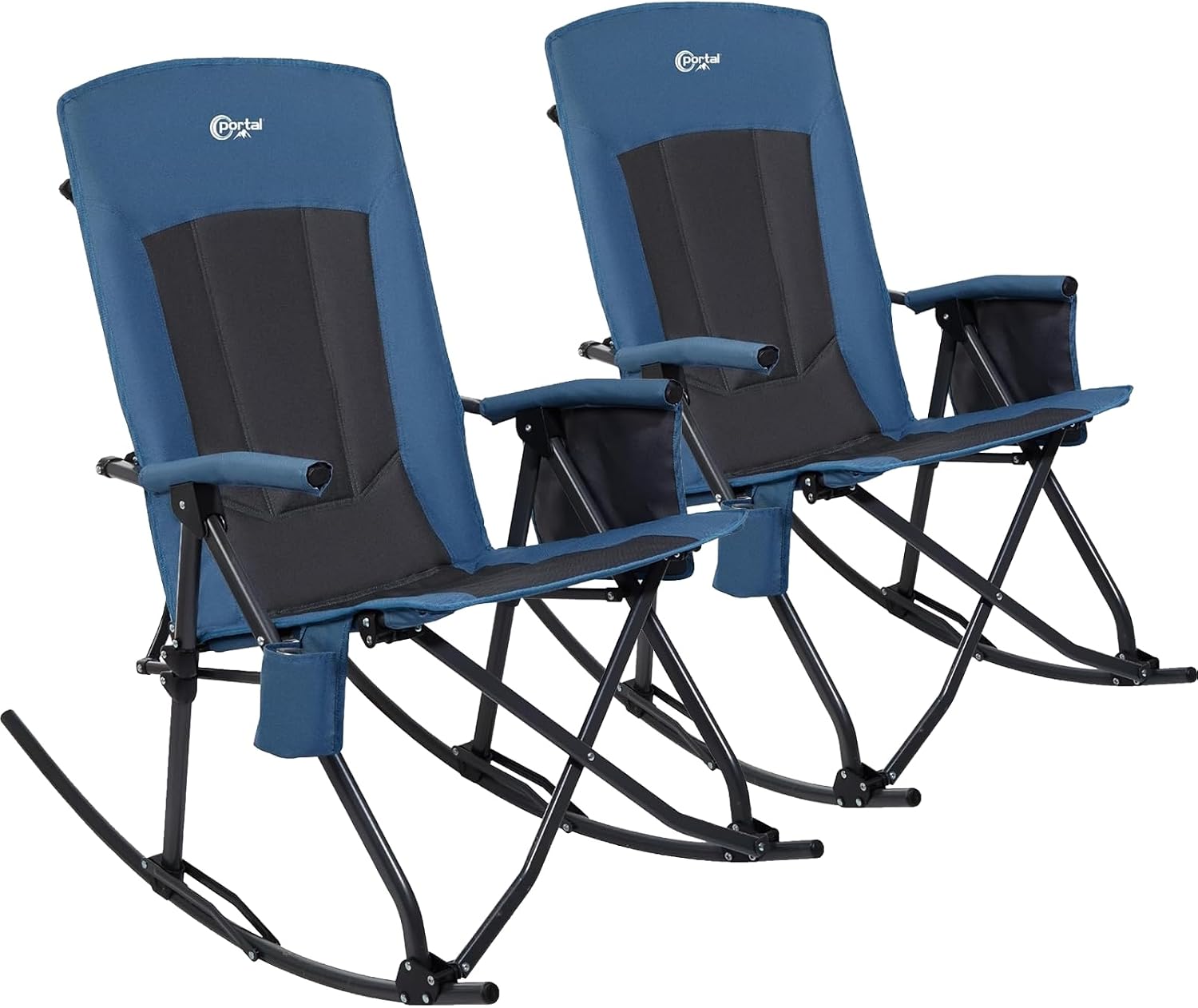 PORTAL Oversized Folding Rocking Camping Chair Portable Outdoor Rocker with High Back Hard Armrests Carry Bag, Supports 400 lbs