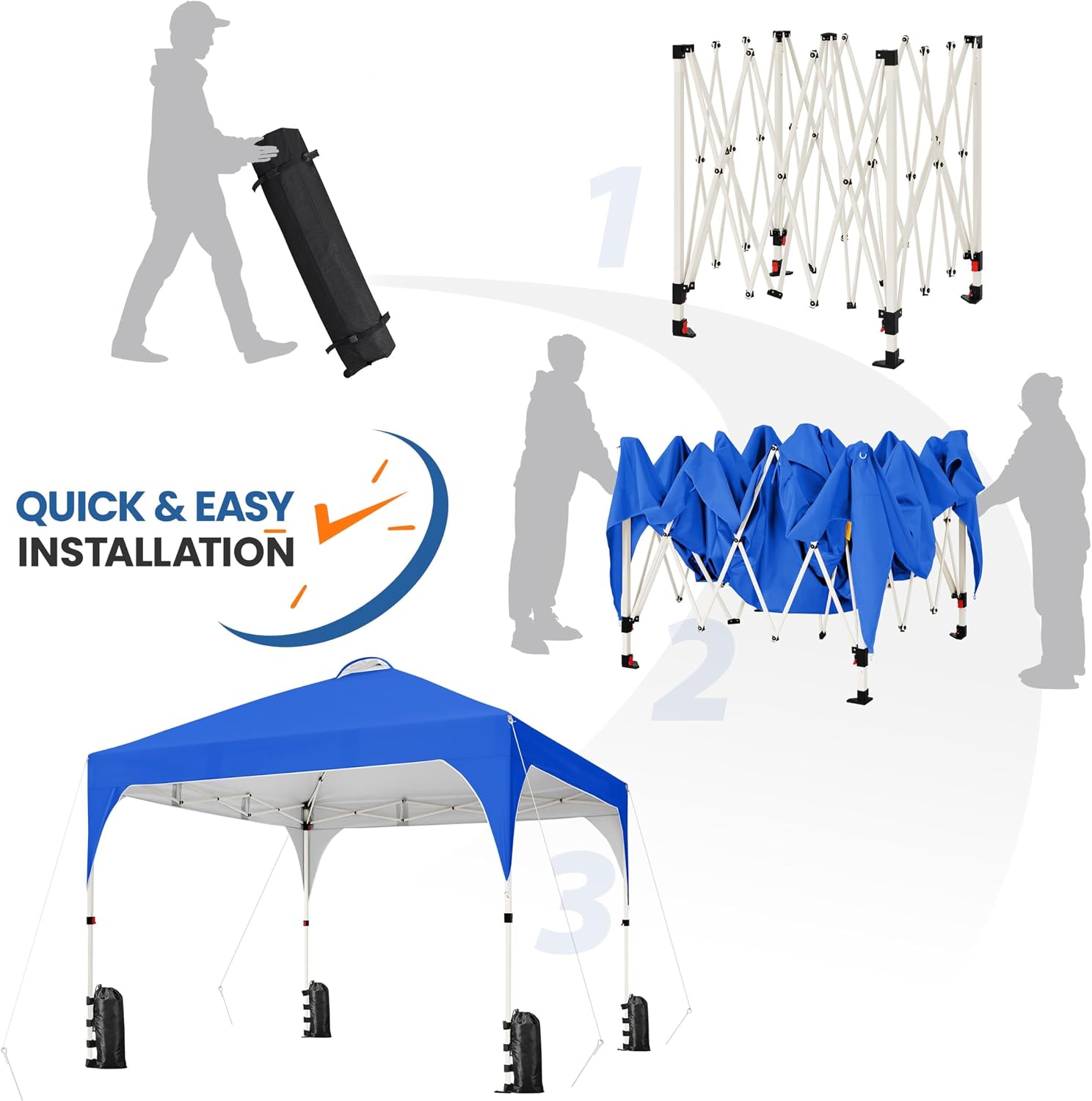 Yaheetech 10x10 Pop Up Canopy Tent with Vent, Easy Set Up Tent, Instant Sun Shelter Canopy with Wheeled Bag, 4 Sandbags, 12 Stakes & 4 Ropes, for Parties, Beach, Outdoor, Blue