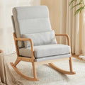Karl home Nursery Rocking Chair Removable Glider Rocker High Backrest Rocking Armchair Mid-Century Accent Chair with Lumber Pillow for Bedroom, Living Room, Nursery, Light Gray