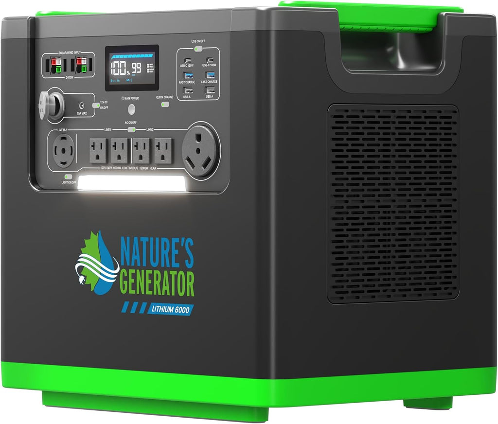 Natures Generator 2 Packs 3840Wh Solar Generator, LiFePO4 Batteries, 6000W Portable Power Station for Home Backup, RVs, Emergencies, Power Outages, and Outdoor Camping