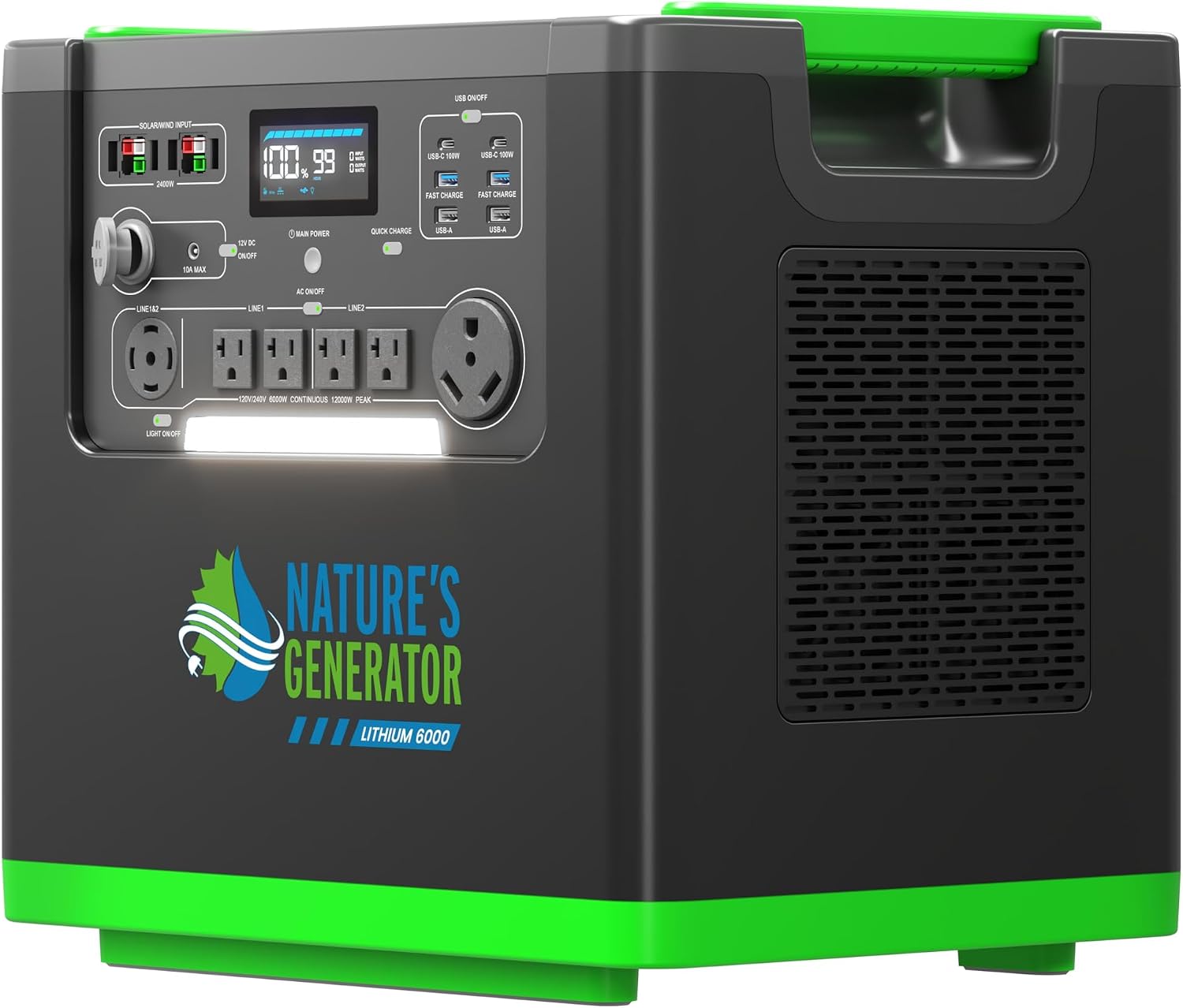 Natures Generator 2 Packs 3840Wh Solar Generator + 50A Automatic Transfer Switch, Lithium Batteries, 6000W Power Station for Home Backup, RVs, Emergencies, Power Outages, and Outdoor Camping