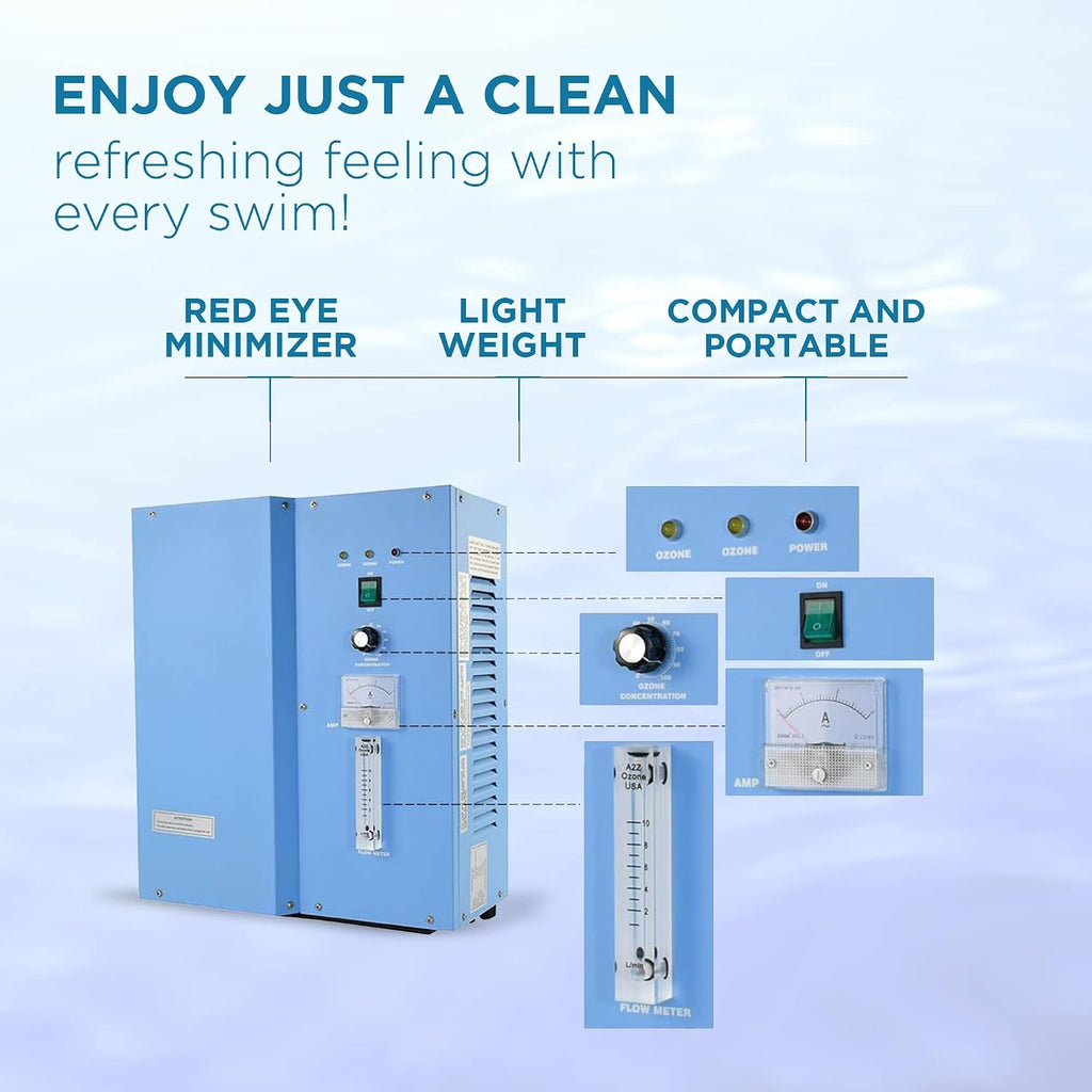SP-5G, 5g/hr. Swimming Pool Water Ozone Generator, Cleaner, and Purifier Restores Clear, Chlorine-Free Water, Keep Water Crystal Clear,15,000 gallons Water Capacity