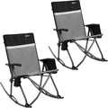 Portal Oversized Folding Rocking Camping Chair for Adults, Portable & Foldable Outdoor Lawn Rocker Chairs with High Back Hard Armrests Carry Bag for Outside, Camp, Patio, Supports 400lbs, Grey&Black