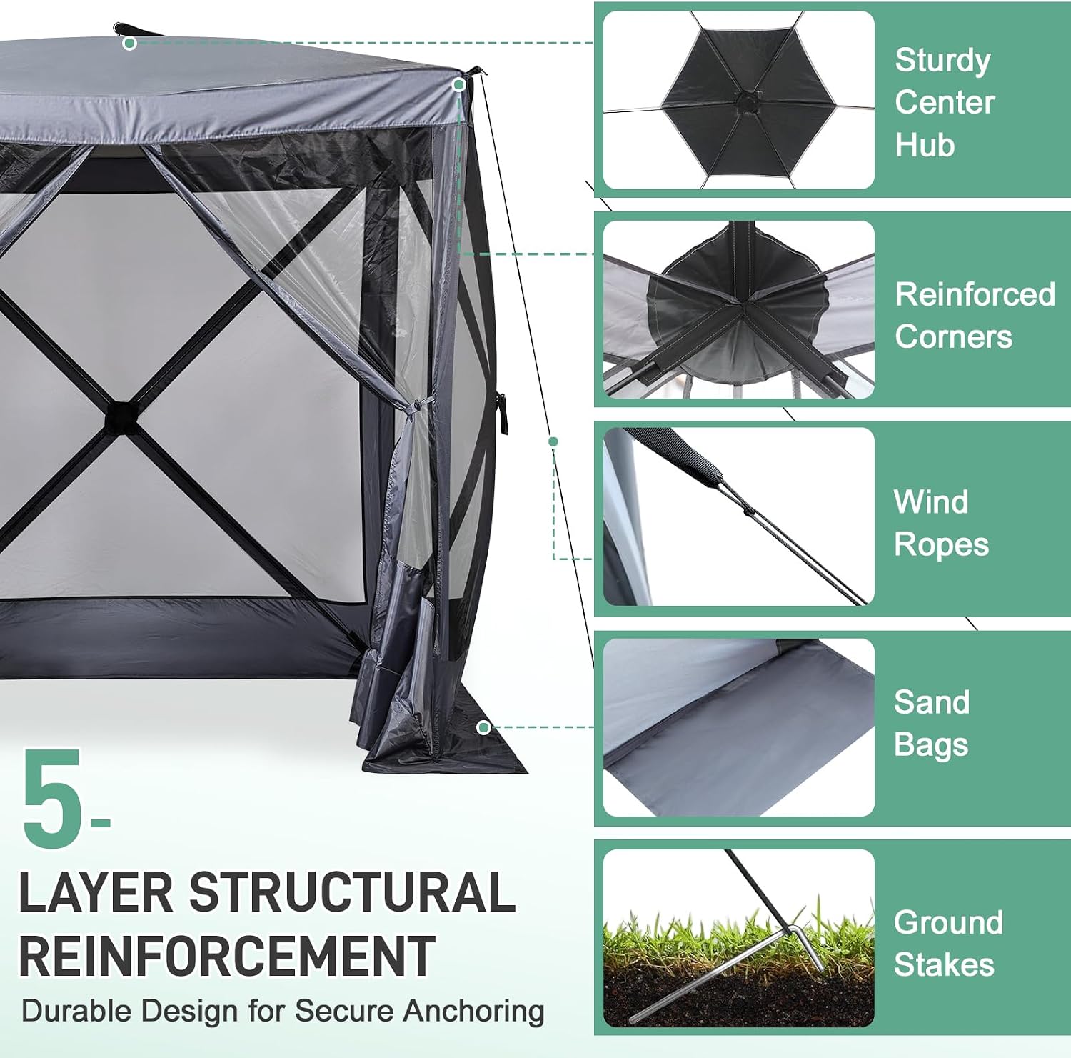 Outvita 7x7ft Instant Pop-Up Screen Tent - Outdoor Gazebo Canopy with Mosquito Netting & Carrying Bag - Versatile Pavilion Tent for Patios and Events