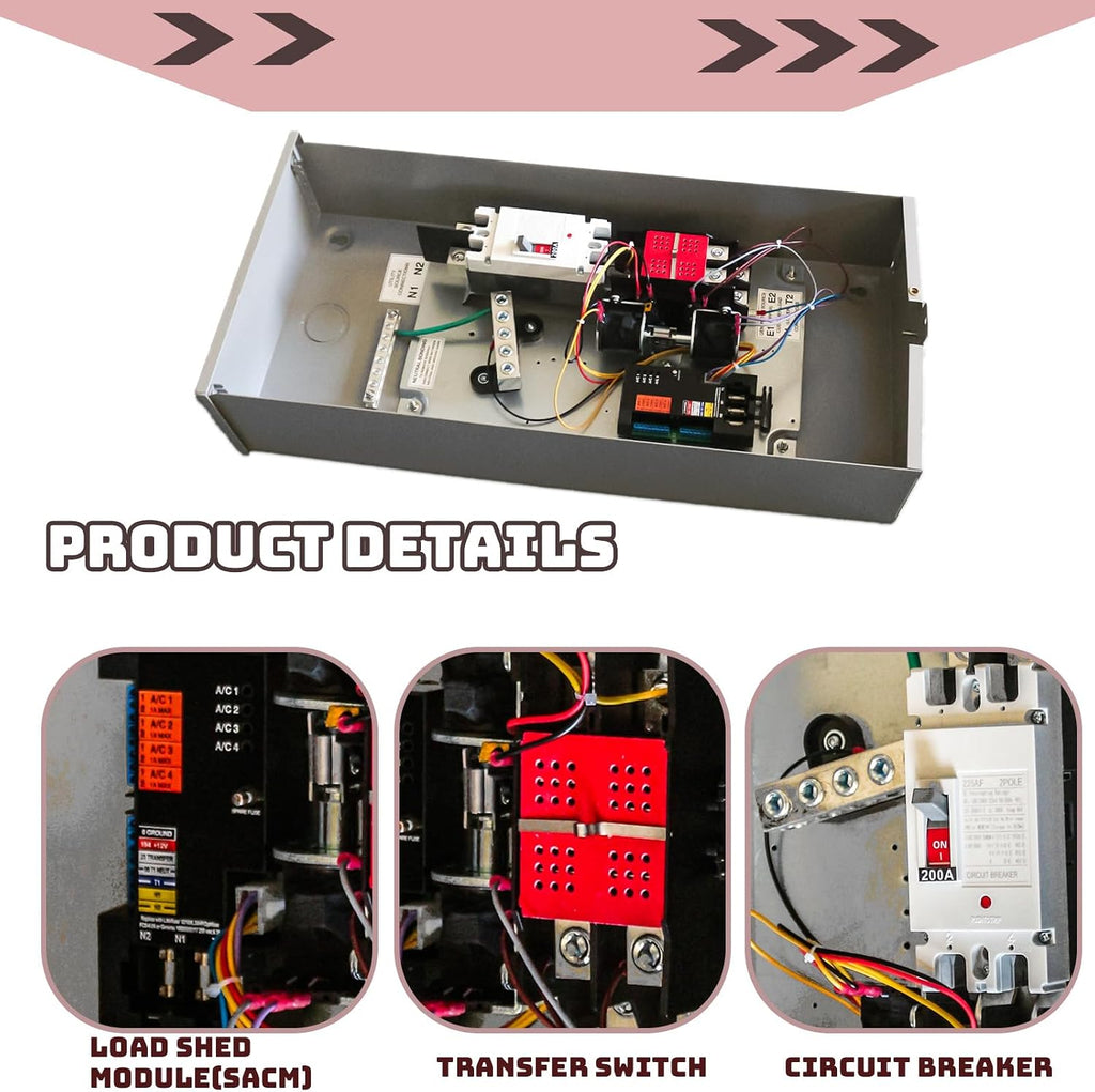 Generac 200 Amp Automatic Transfer Switch Replacement for RXSW200A3-120/240V 1-Phase with Power Management, NEMA 3R Aluminum Enclosure for Indoor/Outdoor Use