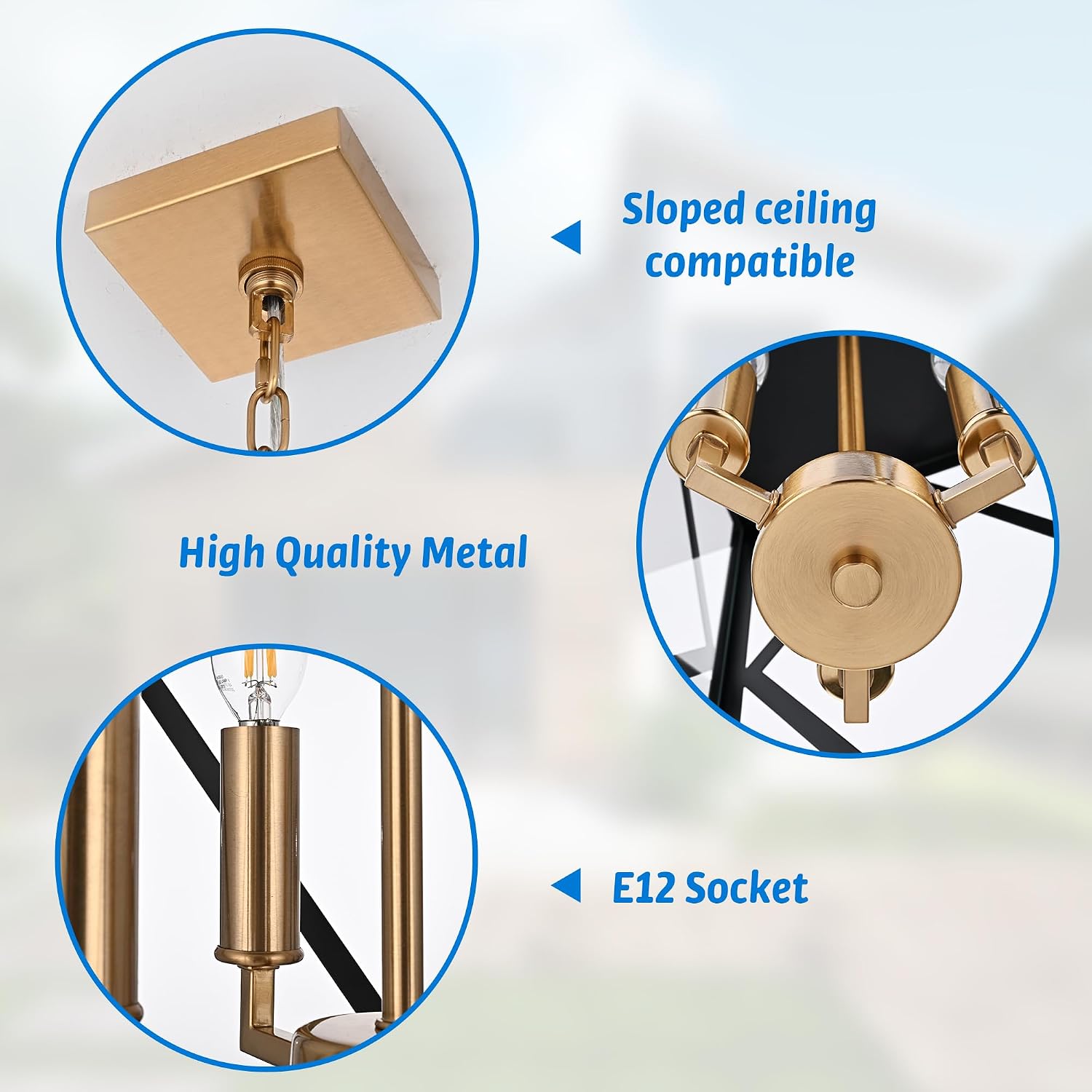 15.7'' Outdoor Pendant Light Black Brass, Exterior Ceiling Hanging Lantern Porch Light with Clear Glass, Outdoor Hanging Lantern Lighting Exterior Pendant Lighting Fixture for Porch, Gazebo