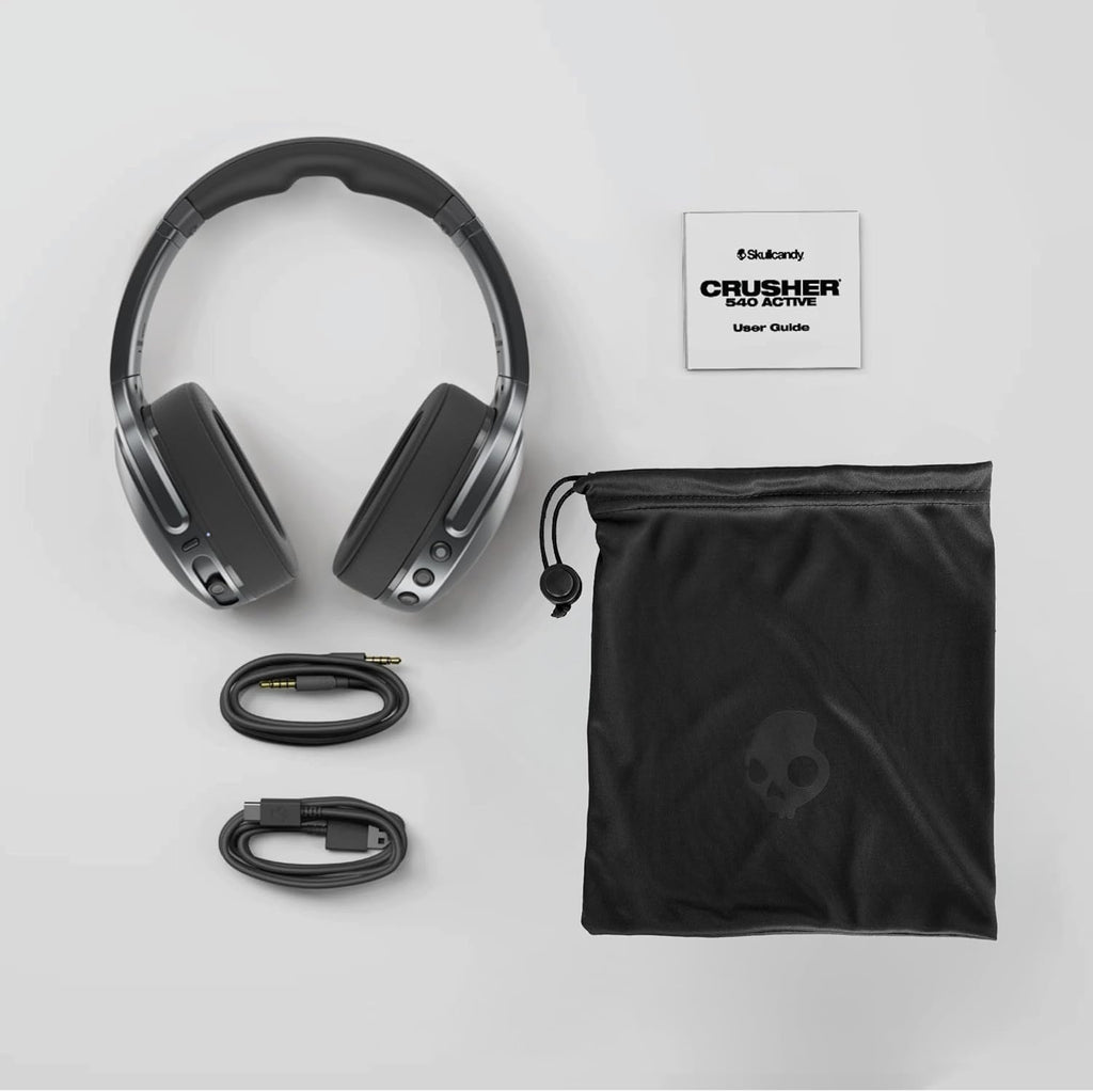 Skullcandy Crusher 540 Active Wireless Bluetooth Headphones with Multi-Sensory Bass, Noise Isolating Over-Ear Fit, Sweat and Water Resistant, 40 Hours Battery, Microphone for iPhone Android - Smoke