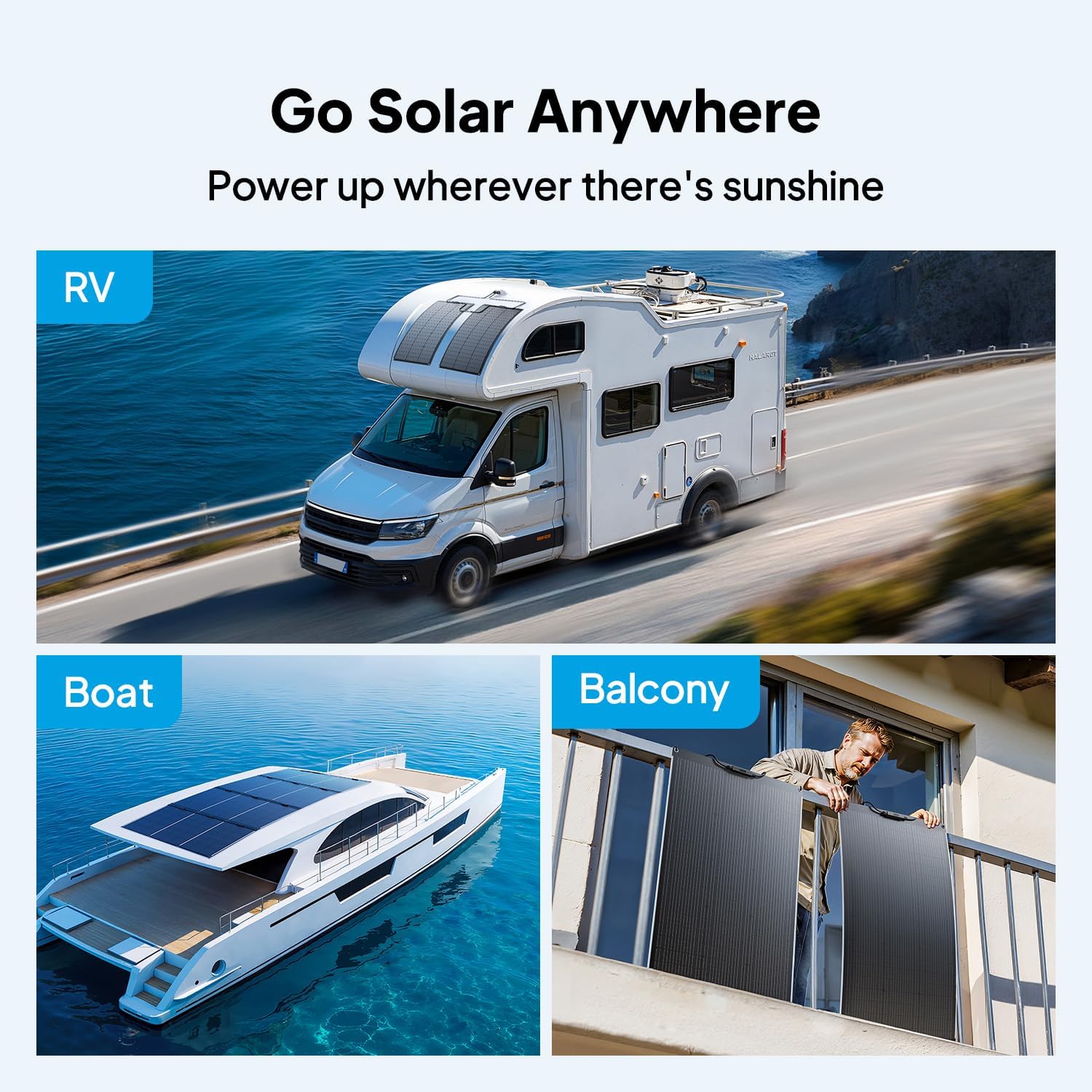 BLUETTI 2 100W Flexible Solar Panels for RVSolar 48V System, 23.4% High Efficiency, 240° Bendable, IP67 Solar Panel for RVs, Camping, Marine, Curved Surfaces