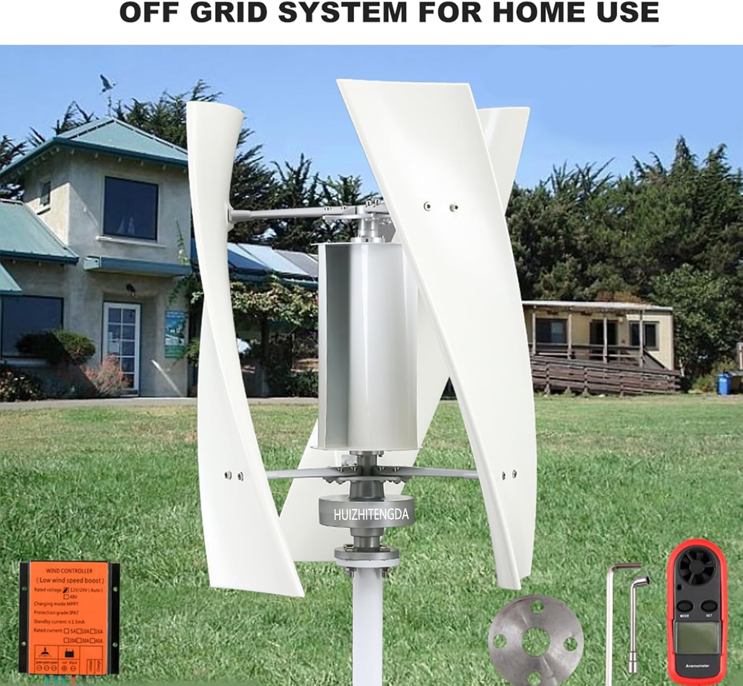 10000W Wind Turbine Vertical Wind Generator Kit, 220V Wind Power Generator for Marine, RV, Home, Windmill Generator Suit for Hybrid Solar Wind System