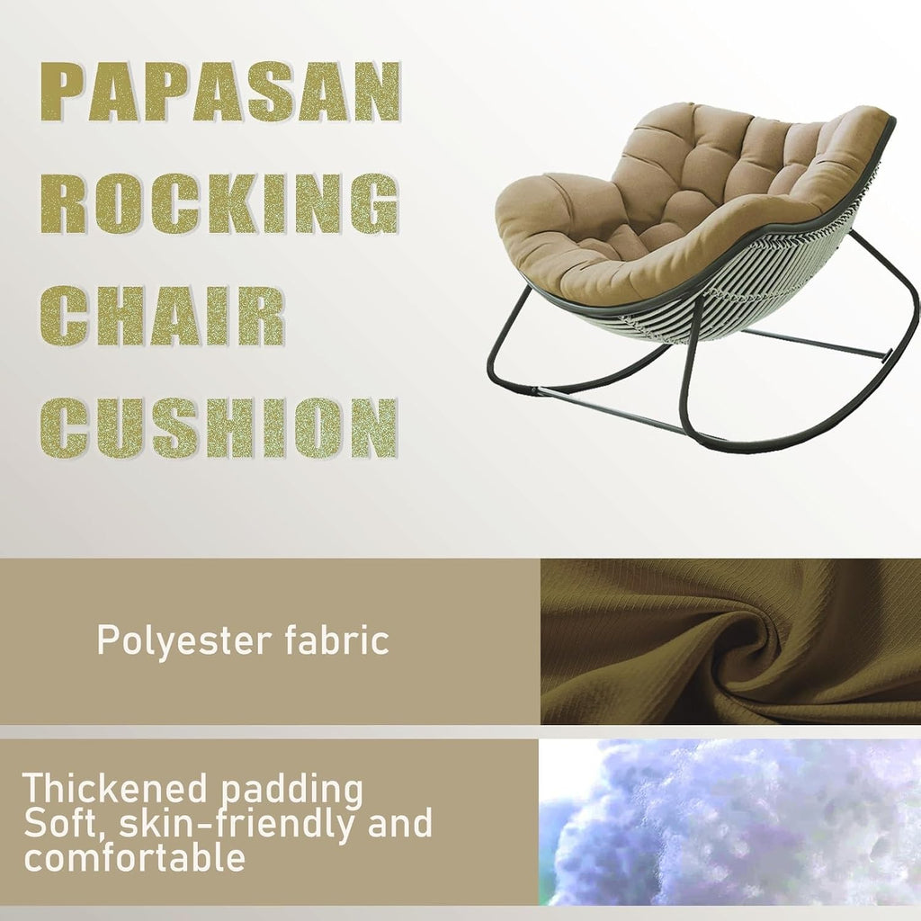 Papasan Rocking Chair Cushion, Rattan Wicker Lounge Chair Cushion, Oversized Comfy Patio Chair Cushion, Modern Royal Chair Cushion for Bedroom Garden(Only Cushion)