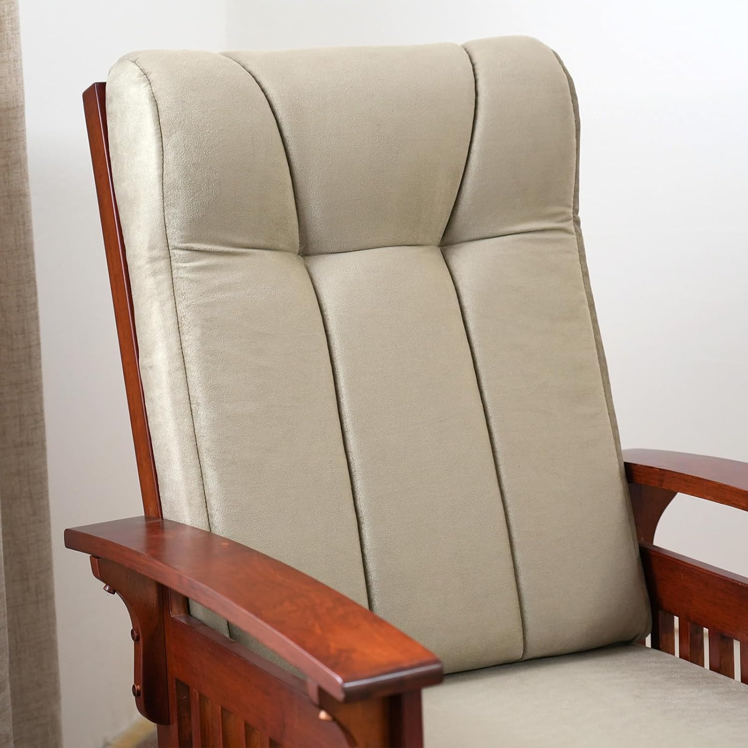 Solid Wood Glider Rocking Chair and Ottoman Set, Rustic Nursery Glider Rocker with Padded Cushion, Smooth Rocking Motion Indoor Living Room Nursing，Napping，Reading, Brown