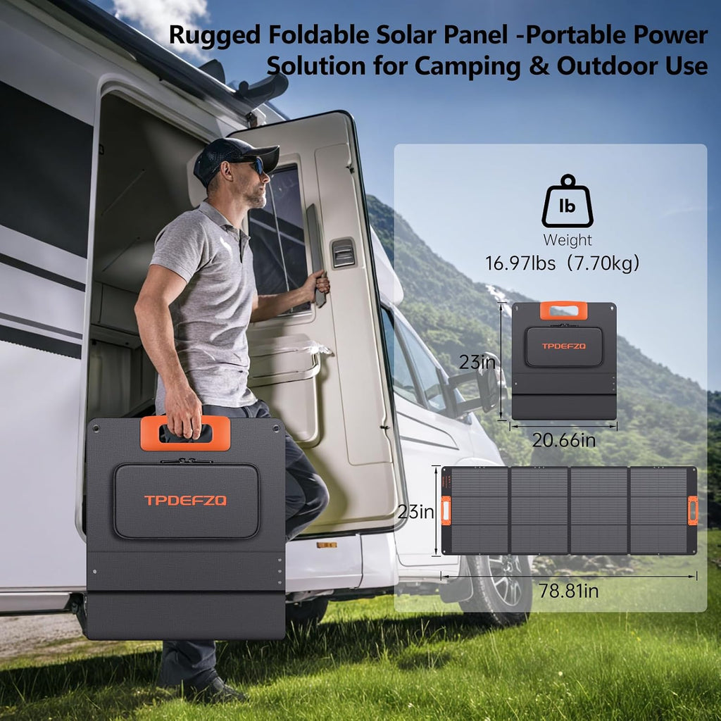200W Portable Solar Panel Charger,Foldable Solar Panel for Power Station,QC3.0 USB-A &Type-C Output,25% High Efficiency,IP68,Integrated Design Sturdy Durable ETFE for Outdoor Camping,RV,Trip
