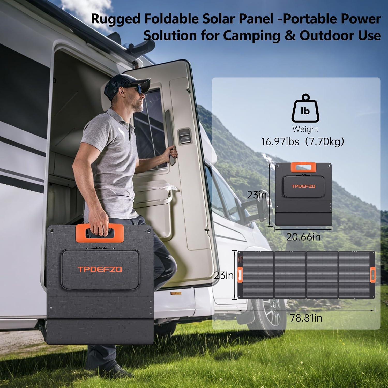 200W Portable Solar Panel Charger,Foldable Solar Panel for Power Station,QC3.0 USB-A &Type-C Output,25% High Efficiency,IP68,Integrated Design Sturdy Durable ETFE for Outdoor Camping,RV,Trip