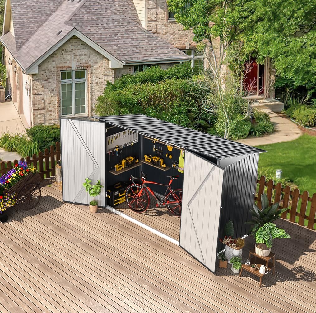 AECOJOY 3'x6' Outdoor Storage Bike Shed, Small Metal Garden Outdoor Storage Cabinet Sheds & Outdoor Storage Clearance, Lean to Tool Garden Shed for Outside