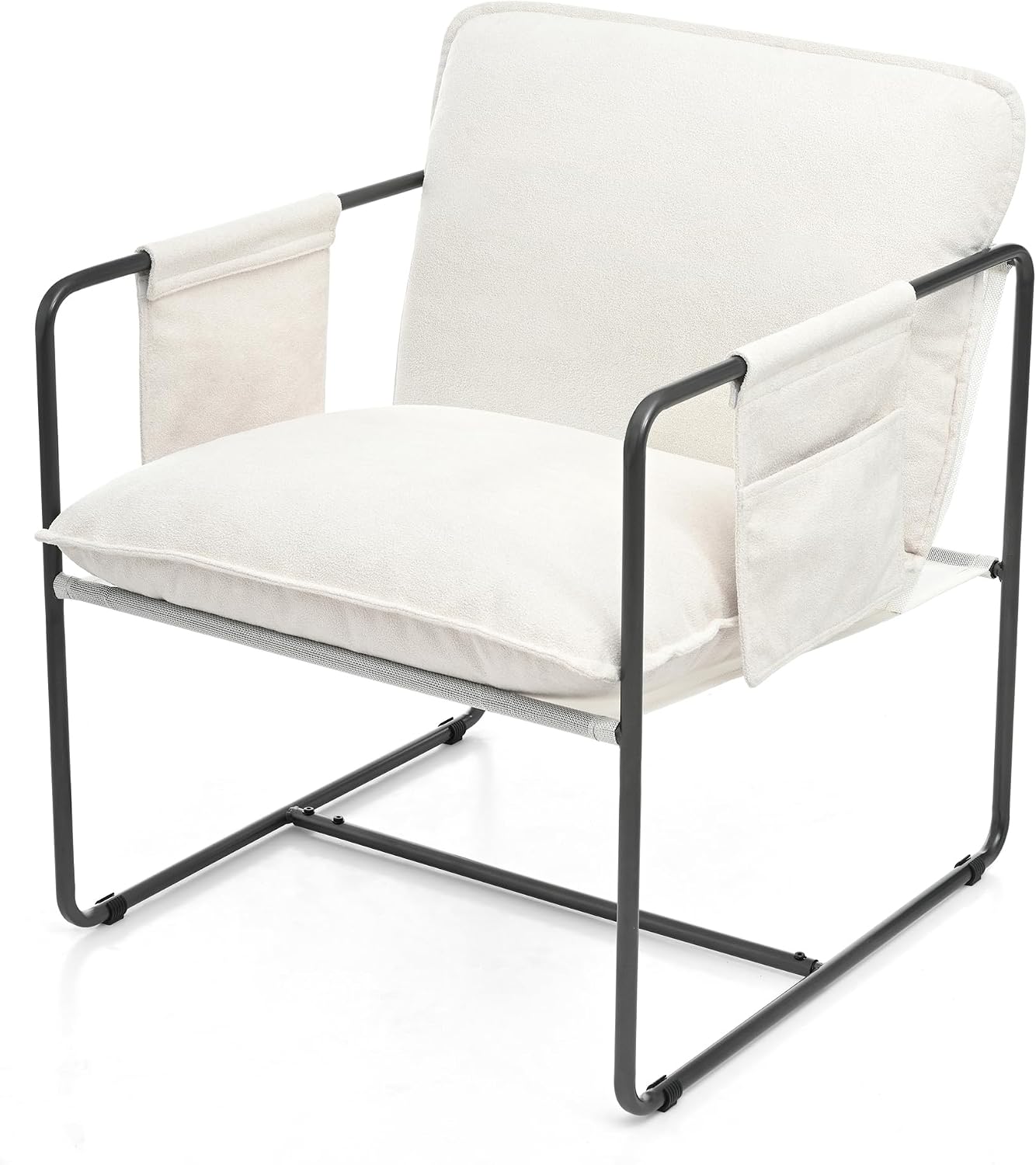 Kaimei 2 Pack White Hanging Armchairs with Armrest and Storage Pockets, Plush Cushioned Hanging Chairs for Bedroom, Living Room