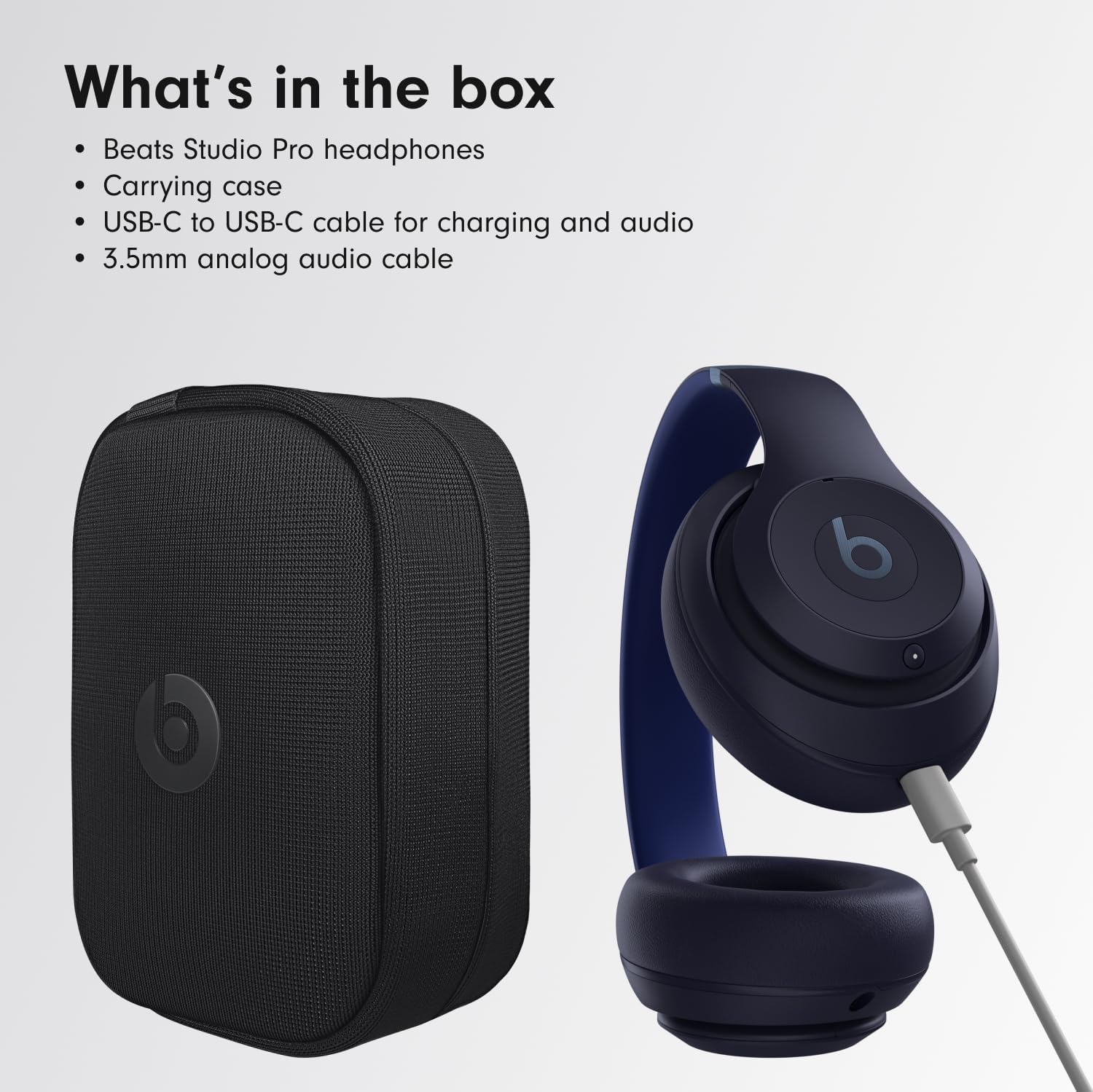 Beats Studio Pro Premium Wireless Over-Ear Headphones- Up to 40-Hour Battery Life, Active Noise Cancelling, Great for Travel & Commuting, USB-C Lossless Audio, Apple & Android Compatible - Navy