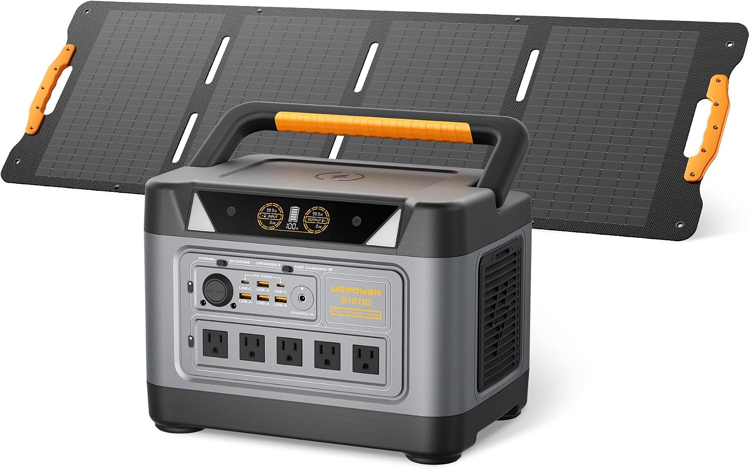UDPOWER S1200 1190Wh Solar Generator Kit | 1200W Power Station + 120W Solar Panel | Portable Power for Home Backup, RV & Outdoor