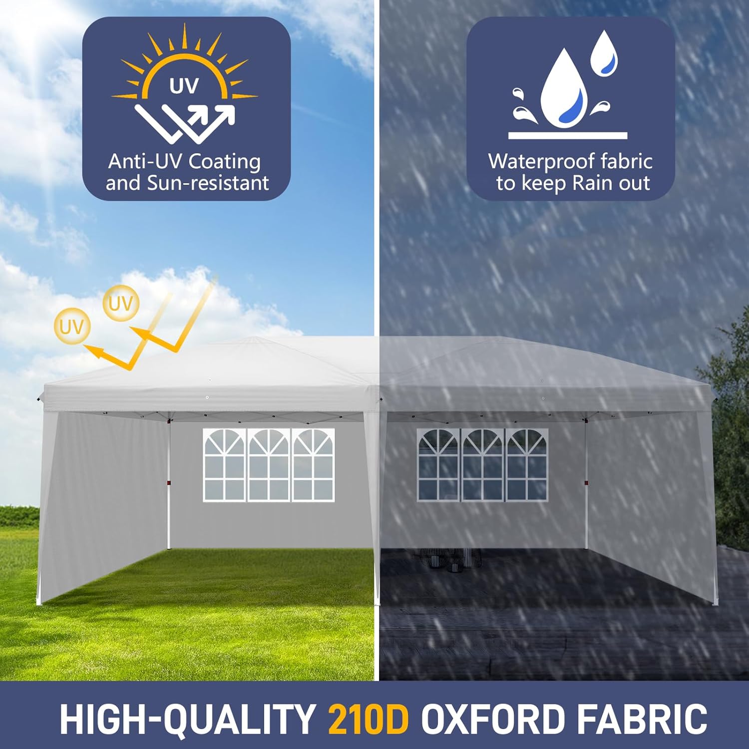 Outvita 10x20ft Pop Up Canopy Tent, Outdoor Instant Shelter Folding Canopy with 4 Side Walls and Carry Bag for Commercial Events, Party, Backyard BBQ, Camping White